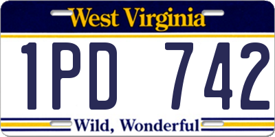 WV license plate 1PD742