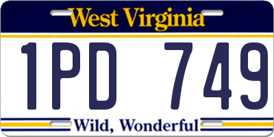 WV license plate 1PD749