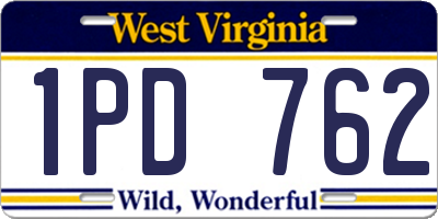 WV license plate 1PD762