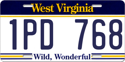 WV license plate 1PD768
