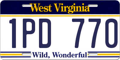 WV license plate 1PD770