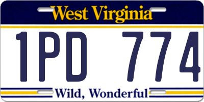 WV license plate 1PD774