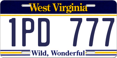 WV license plate 1PD777