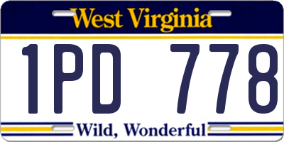 WV license plate 1PD778