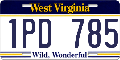 WV license plate 1PD785
