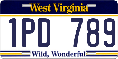 WV license plate 1PD789