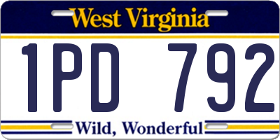 WV license plate 1PD792