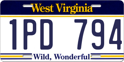 WV license plate 1PD794