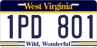 WV license plate 1PD801