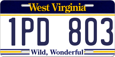 WV license plate 1PD803