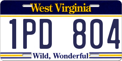 WV license plate 1PD804