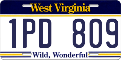 WV license plate 1PD809