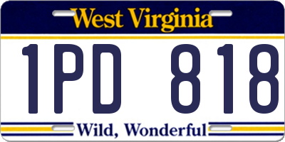 WV license plate 1PD818