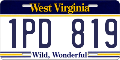 WV license plate 1PD819