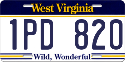 WV license plate 1PD820