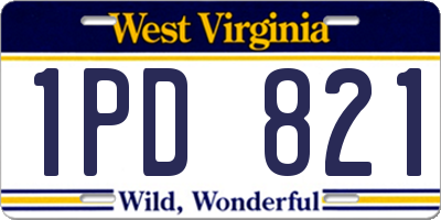 WV license plate 1PD821