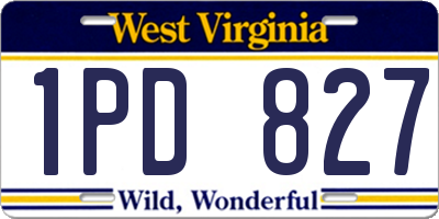 WV license plate 1PD827