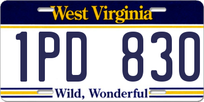 WV license plate 1PD830