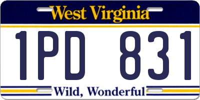WV license plate 1PD831