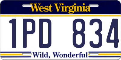 WV license plate 1PD834