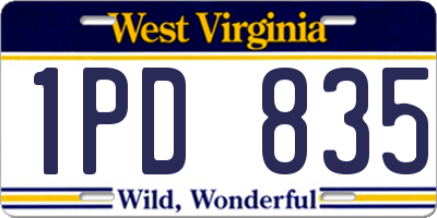 WV license plate 1PD835