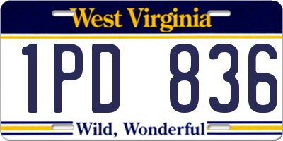 WV license plate 1PD836