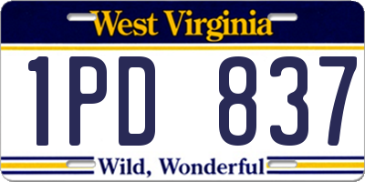 WV license plate 1PD837