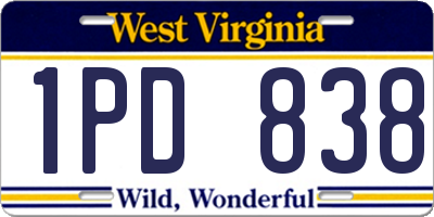 WV license plate 1PD838