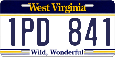 WV license plate 1PD841