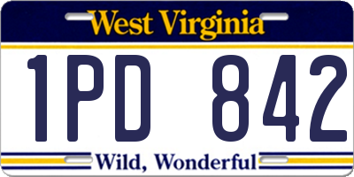 WV license plate 1PD842