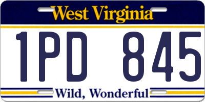 WV license plate 1PD845