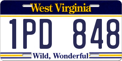 WV license plate 1PD848