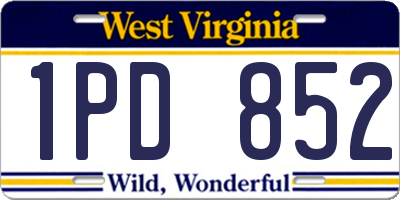 WV license plate 1PD852