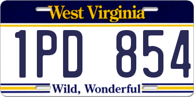 WV license plate 1PD854