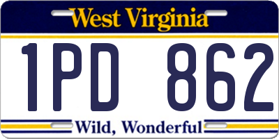 WV license plate 1PD862