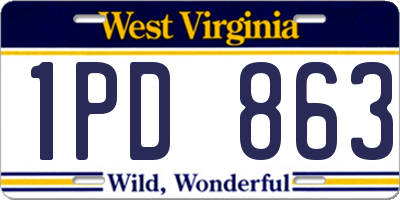 WV license plate 1PD863