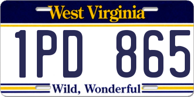 WV license plate 1PD865