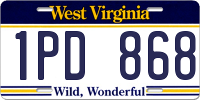 WV license plate 1PD868