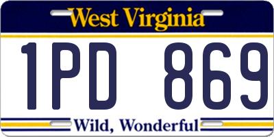 WV license plate 1PD869