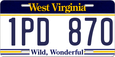 WV license plate 1PD870