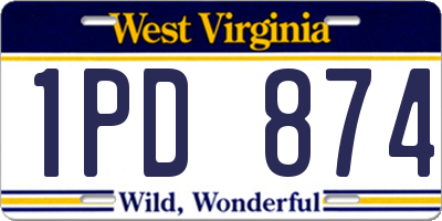 WV license plate 1PD874