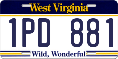 WV license plate 1PD881