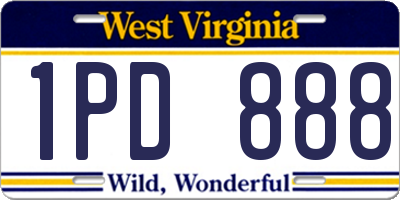WV license plate 1PD888