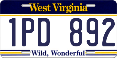 WV license plate 1PD892