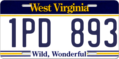 WV license plate 1PD893