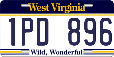 WV license plate 1PD896