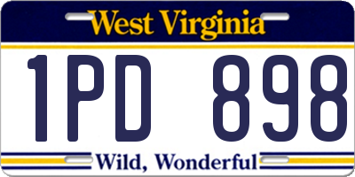WV license plate 1PD898