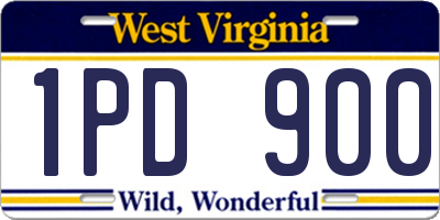 WV license plate 1PD900
