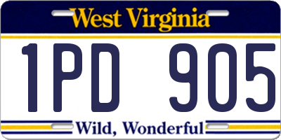 WV license plate 1PD905