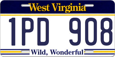 WV license plate 1PD908